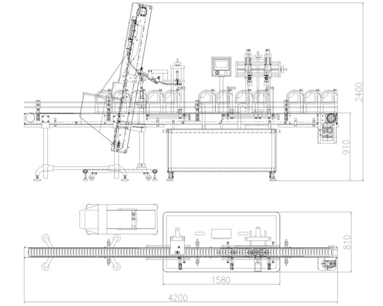 Automatic Inline Chuck Capping Machine with Elevator Type Waterfall Cap Sorter