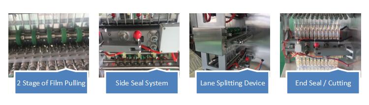 Dual Roll Intermittent Multi Lane 4 Side Sealed Granule Sachet Form Fill Seal Machine Series