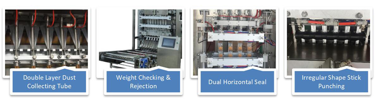 Intermittent Multi-Lane Granulate 3 Side Sealed Sachet Form Fill Seal Machine