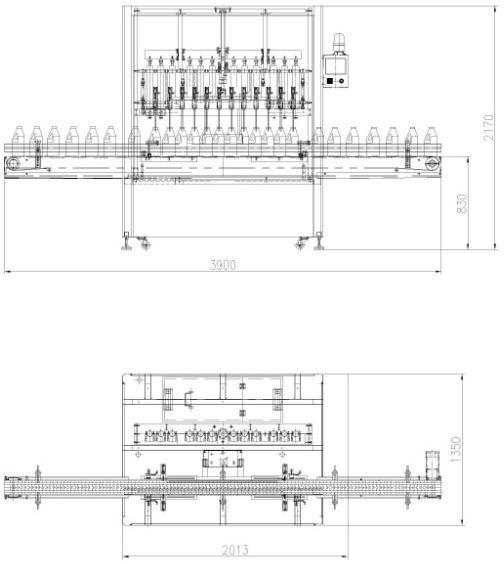 12 Heads Linear Type Piston Filling Machine