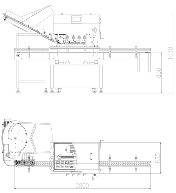 Automatic Inline Spindle Capping Machine with Vertical Wheel Cap Sorter