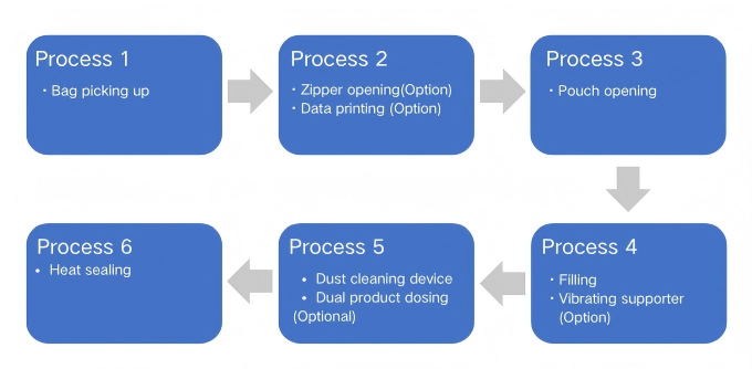 6 Working Station Rotary Type Mechanical Driven Premade Pouch Packaging Machine