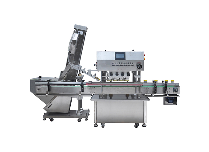 Automatic Inline Spindle Capping Machine with Elevator Type Waterfall Cap Sorter