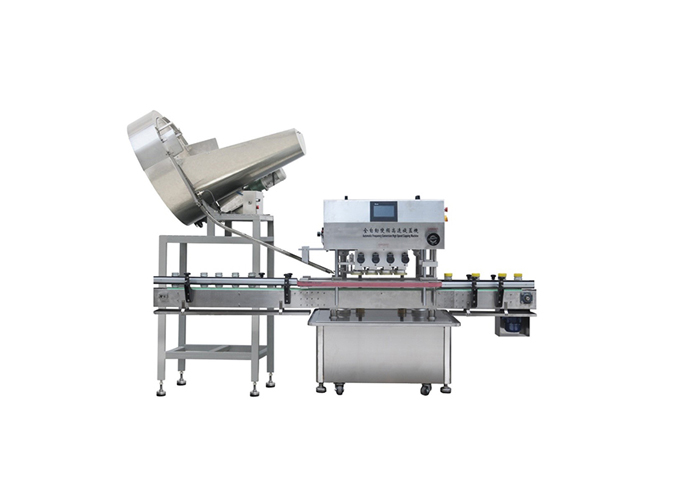 Automatic Inline Spindle Capping Machine with Vertical Wheel Cap Sorter