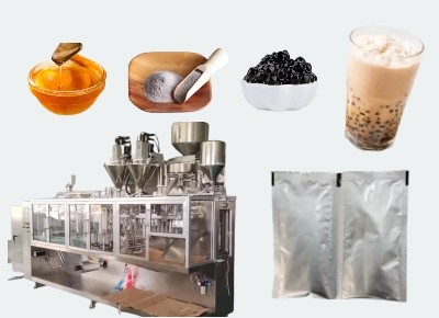 CSF727-Successful Project of Horizontal Form Fill Seal Packing Machine for Bubble Tea packaging with Twins-sachet